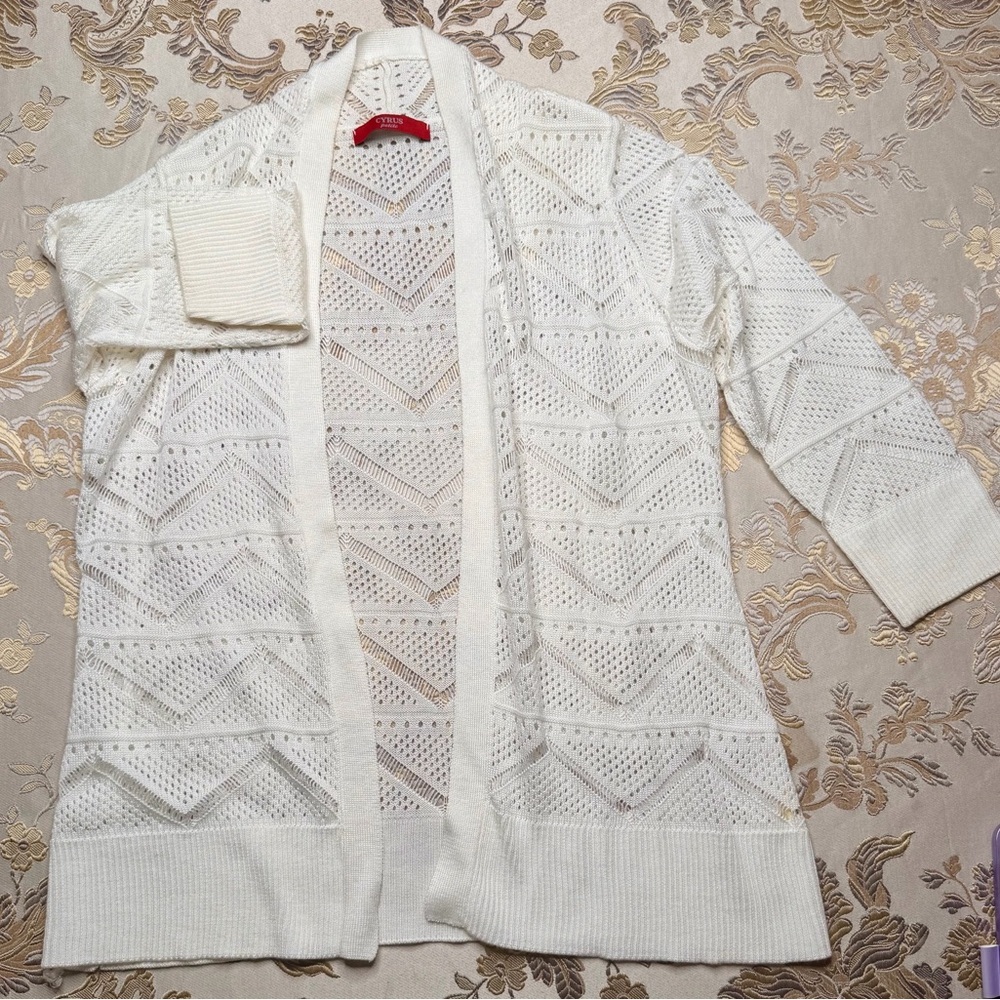 🤍 Cyrus Elegant White Open-Front Knit Cardigan 🤍